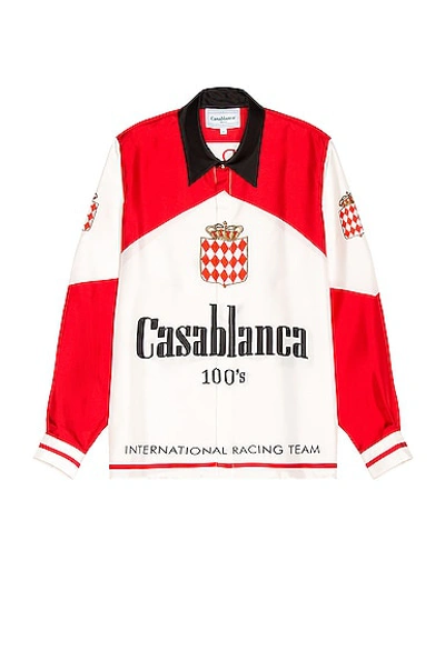 Shop Casablanca Printed  100's Silk Twill Shirt In Red & White