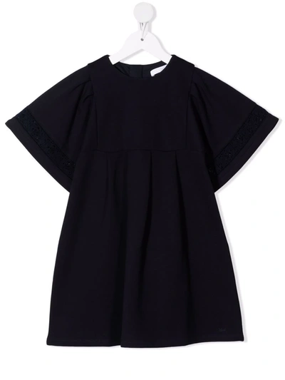 Shop Chloé Broderie-anglaise Trim Dress In Blue