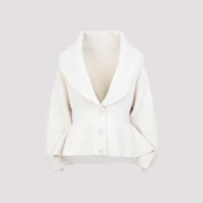 Shop Alaïa Rib Knit Cardigan In White