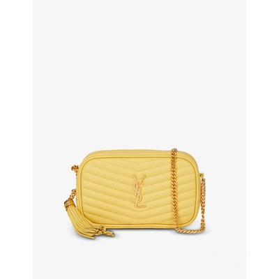 Shop Saint Laurent Women's Sunflower Yellow Mini Lou Quilted Leather Cross-body Bag