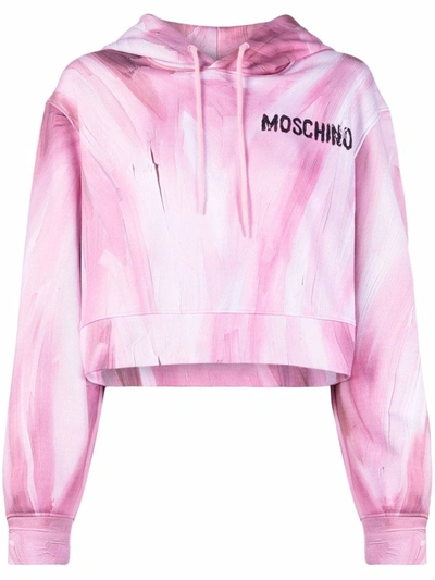 Moschino Women's Sweatshirt Hood Hoodie  Painting In Rosa