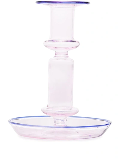 Shop Hay Flare Medium Glass Candleholder In Pink