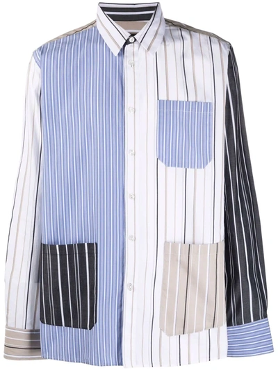 Shop Viktor & Rolf Mix Stripe Pocket Shirt In Neutrals