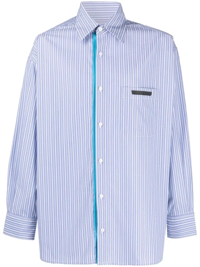 Shop Viktor & Rolf Striped Grosgrain Cotton Shirt In Blue