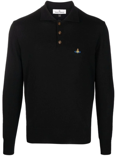 Shop Vivienne Westwood Logo Polo Shirt In Black