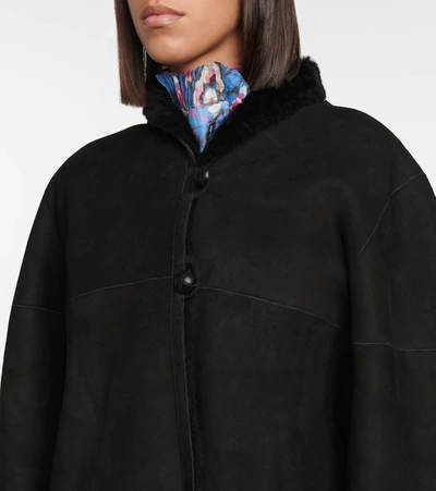Shop Isabel Marant Abazoe Shearling Coat In Black