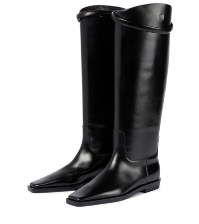 Shop Totême Leather Knee-high Boots In Black