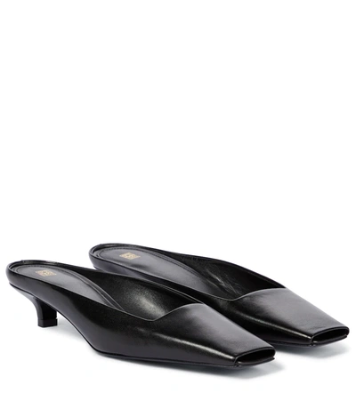 Shop Totême Leather Mules In Black