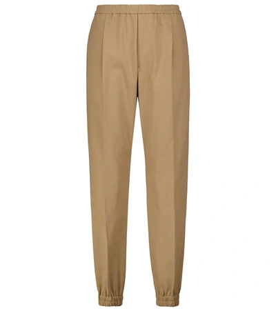 Cotton Mid-rise Pants In Brown