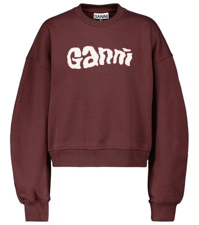 Shop Ganni Isoli Logo Sweatshirt In Red
