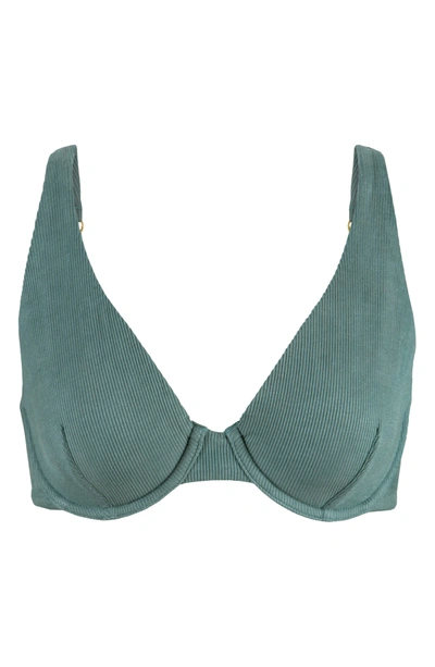 Shop Lively Rib Unlined Underwire Bra In Harbor Green