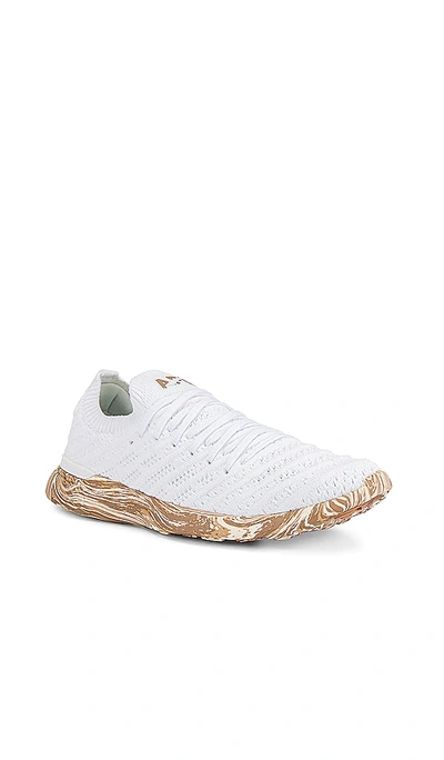 Apl Athletic Propulsion Labs Techloom Wave Hybrid Running Shoe In White  Almond  & Marble