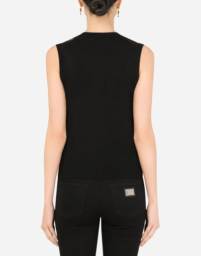 Dolce & Gabbana Sleeveless Wool And Lace Sweater In Black