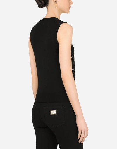 Dolce & Gabbana Sleeveless Wool And Lace Sweater In Black