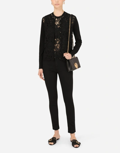 Dolce & Gabbana Sleeveless Wool And Lace Sweater In Black