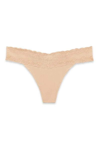 Shop Natori Intimates Bliss Perfection One-size Thong In Cafu00e9