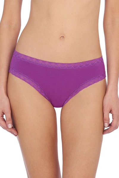 Shop Natori Bliss Girl Comfortable Brief Panty Underwear With Lace Trim In Mulberry