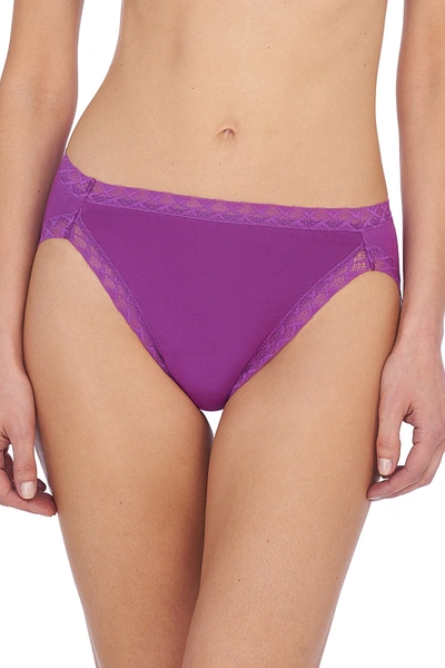 Shop Natori Intimates Bliss French Cut Brief Panty Underwear With Lace Trim In Mulberry