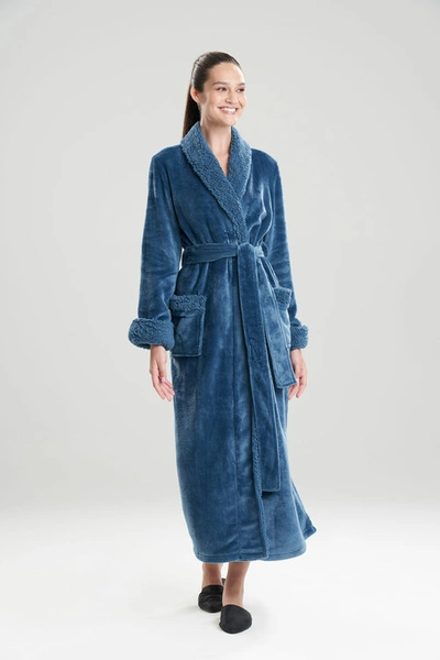 Shop Natori Plush Sherpa Wrap Robe In Morning Teal