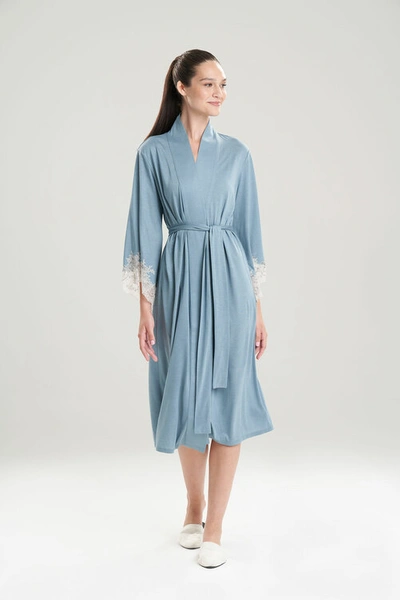 Shop Natori Luxe Shangri-la Tencel™ Wrap Robe In Heather Stone Blue
