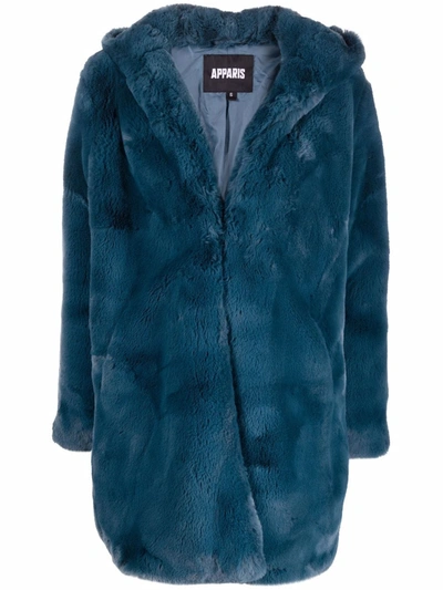 Shop Apparis Myra Faux-fur Coat In Blue