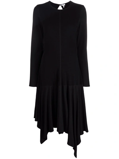 Shop Loewe Long-sleeve Handkerchief-hem Dress In Schwarz