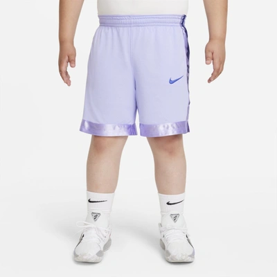 Shop Nike Dri-fit Elite Big Kids' Basketball Shorts (extended Size) In Purple Pulse,lapis