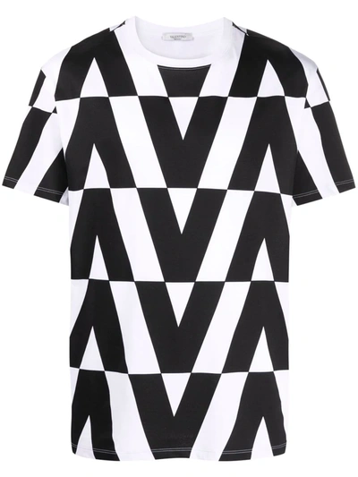 Shop Valentino Monogram-print T-shirt In Black