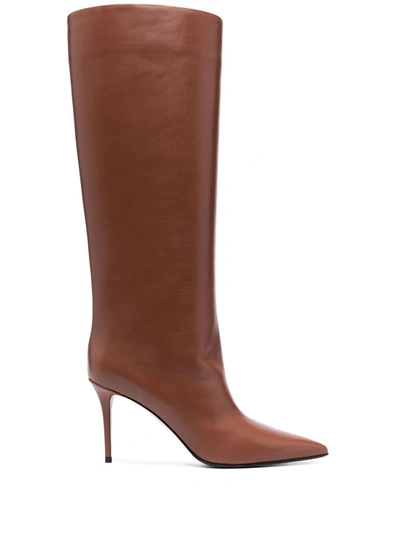 Shop Le Silla Eva Leather Boots In Brown