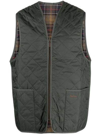Shop Barbour Quilted Pouch-pocket Gilet In Green