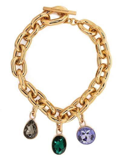 Shop Paco Rabanne Gemstone-embellished Cable-link Necklace In Gold