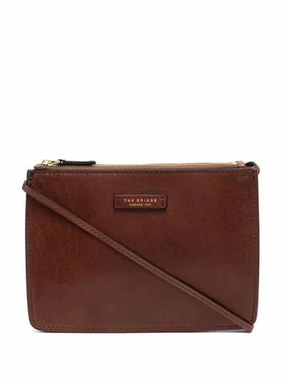 Shop The Bridge Logo-patch Leather Crossbody Bag In Brown