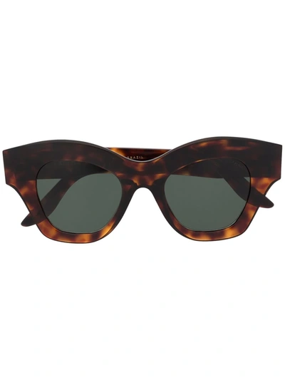 Shop Lapima Tessa Squared-concave Frame Sunglasses In Brown