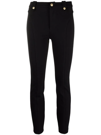 Shop Versace Jeans Couture Mid-rise Panelled Leggings In Black