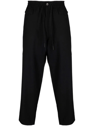 Shop Y-3 Straight-leg Wool-blend Trousers In Black