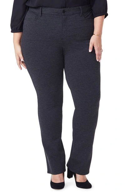 Shop Nydj Marilyn Straight Ponte Knit Pants In Charcoal Heathered