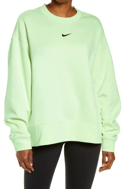 Shop Nike Collection Essentials Crewneck Sweatshirt In Lime Ice/ Black