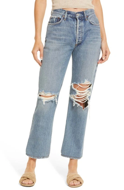 Shop Agolde Lana Ripped Straight Leg Jeans In Backdrop