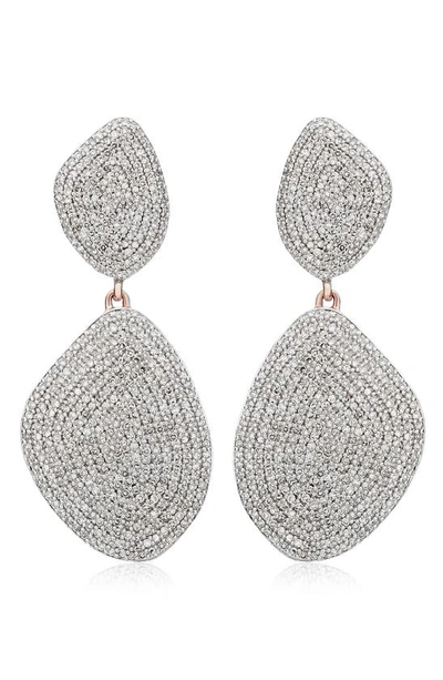 Shop Monica Vinader Nura Double Teardrop Earrings With Diamonds In Rose Gold