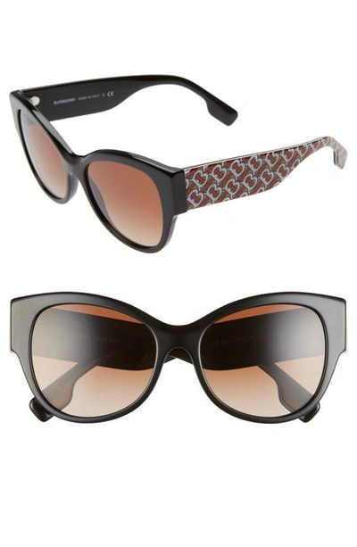 Shop Burberry 54mm Butterfly Sunglasses In Black/ Print/ Havana Grad