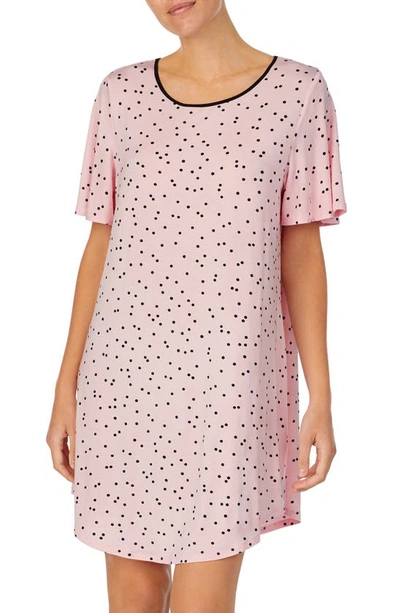 Shop Kate Spade Jersey Sleep Shirt In Scattered Dot Pink