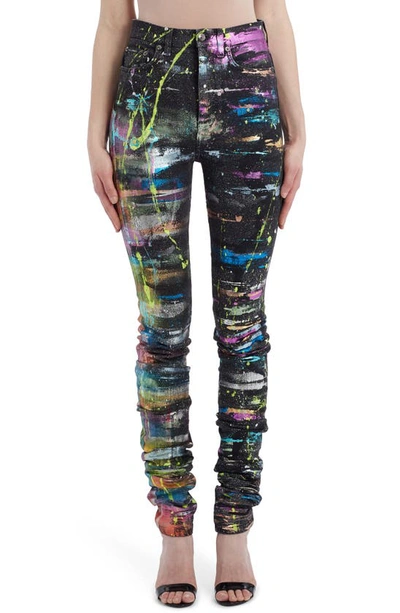 Shop Dolce & Gabbana Technicolor Paint Splatter Skinny Jeans In Black Multi