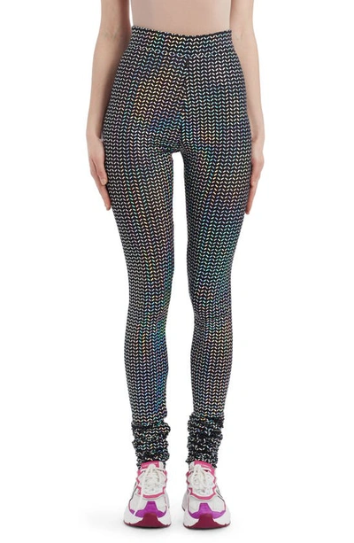 Shop Dolce & Gabbana Sequin Stretch Jersey Pants In Argento