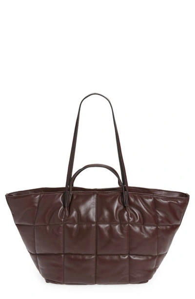 Shop Allsaints Nadaline Quilted Leather Tote In Oxblood Brown