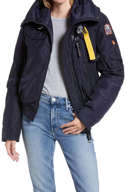 Shop Parajumpers Gobi Base Waterproof Down Recycled Nylon Bomber Jacket In Navy