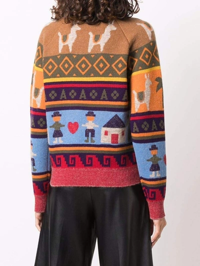 Shop Alanui Graphic-print Knitted Jumper In Mixed Colours