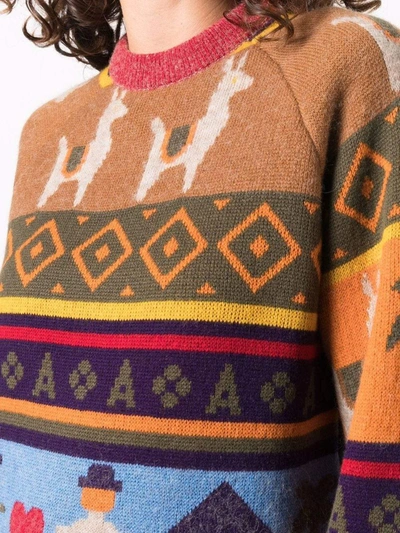 Shop Alanui Graphic-print Knitted Jumper In Mixed Colours