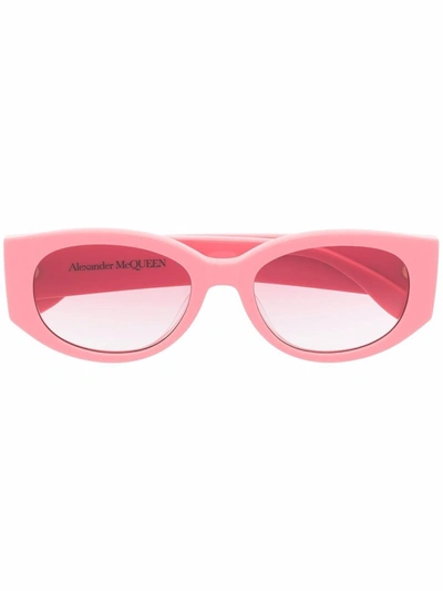 Graffiti Logo-print Oval-frame Sunglasses In Rosa