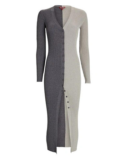 Shop Staud Shoko Colorblock Sweater Dress In Grey