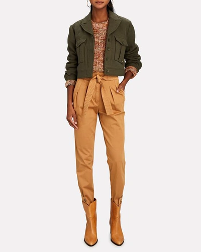 Shop Anine Bing Dallas Cropped Cargo Jacket In Olive/army